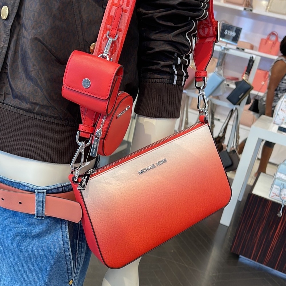 Michael Kors Jet Set Travel Tech Attached with Adjustable Coral Reef Crossbody - Picture 6 of 16